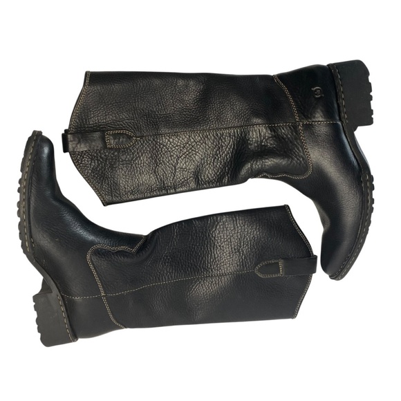 BORN Unisex Shavano Western Black Pebble grained Leather Pull-on Boots - Picture 6 of 11